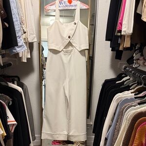 Express Cream Jumpsuit with Button Detail SMALL